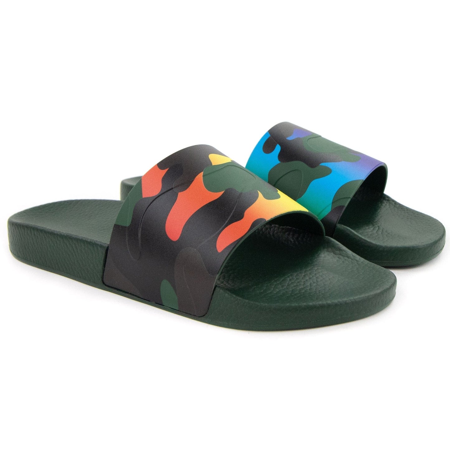 Valentino Camouflage Print Slides Khaki/multi