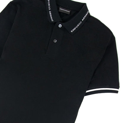 Emporio Armani Logo Collar S/s Polo Nero