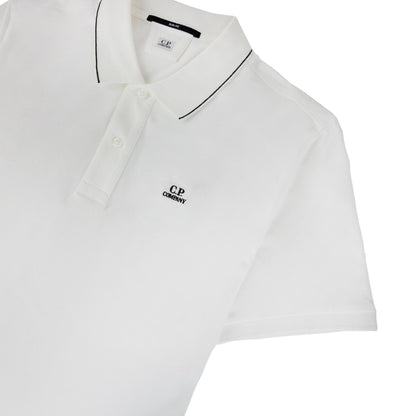 CP Company Stretch Piquet Polo White 103
