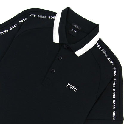 Hugo Boss Paule 2 Stripped Collar Polo Shirt Black 001