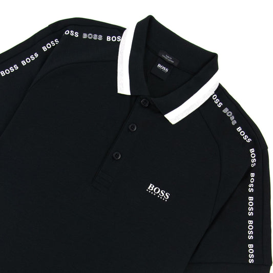 Hugo Boss Paule 2 Stripped Collar Polo Shirt Black 001