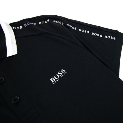 Hugo Boss Paule 2 Stripped Collar Polo Shirt Black 001
