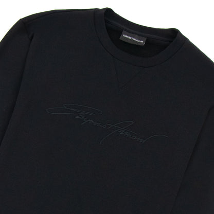 Emporio Armani Embroidered Signature Logo Sweatshirt Black 999