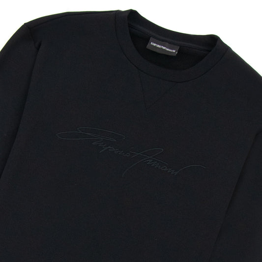 Emporio Armani Embroidered Signature Logo Sweatshirt Black 999