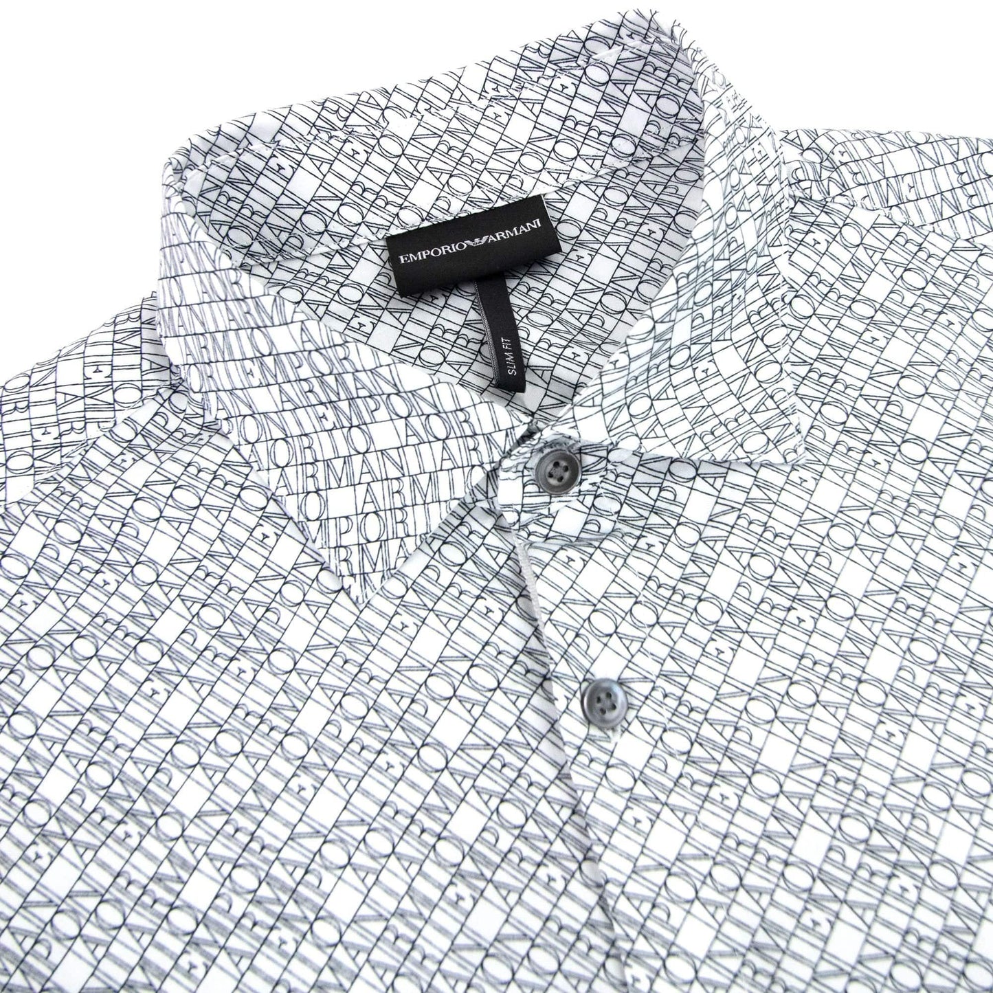 Emporio Armani All Over Micro Lettering Logo Shirt White