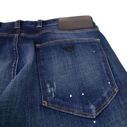 Emporio Armani Painted Dots Slim Fit Jeans Denim Blue 942
