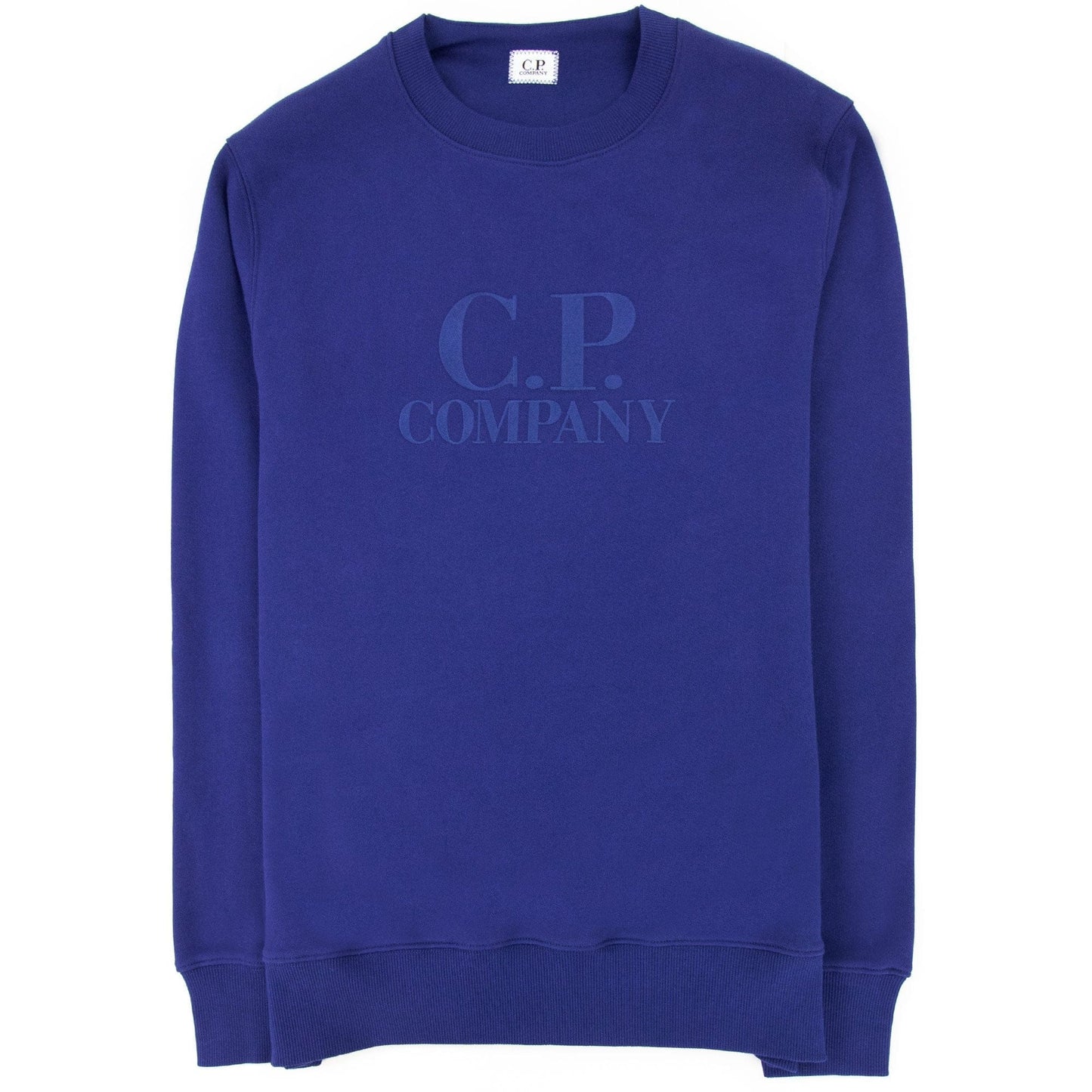 Cp Company Light Fleece Mixed Garment Dyed Logo Sweatshirt Blue 878