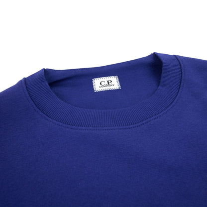 Cp Company Light Fleece Mixed Garment Dyed Logo Sweatshirt Blue 878