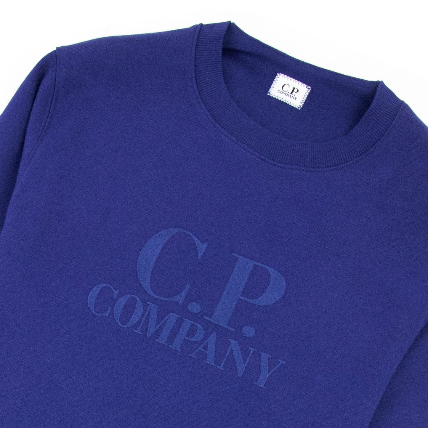 Cp Company Light Fleece Mixed Garment Dyed Logo Sweatshirt Blue 878