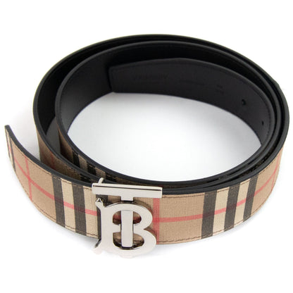 Burberry Reversible Monogram Motif Vintage Check Belt Beige