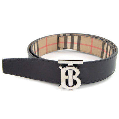Burberry Reversible Monogram Motif Vintage Check Belt Beige