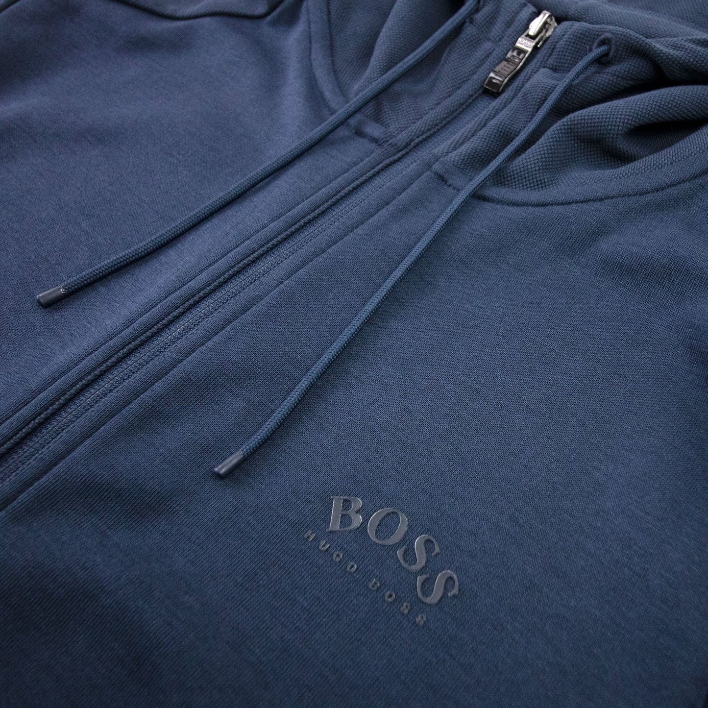 Hugo Boss Saggy Curved Logo Zip Up Sweatshirt Navy 410