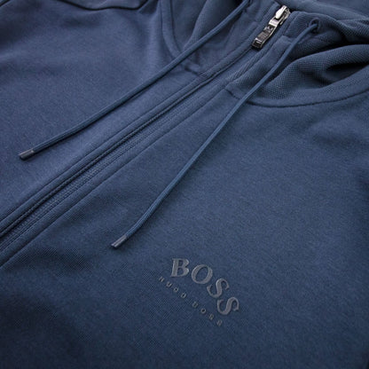 Hugo Boss Saggy Curved Logo Zip Up Sweatshirt Navy 410