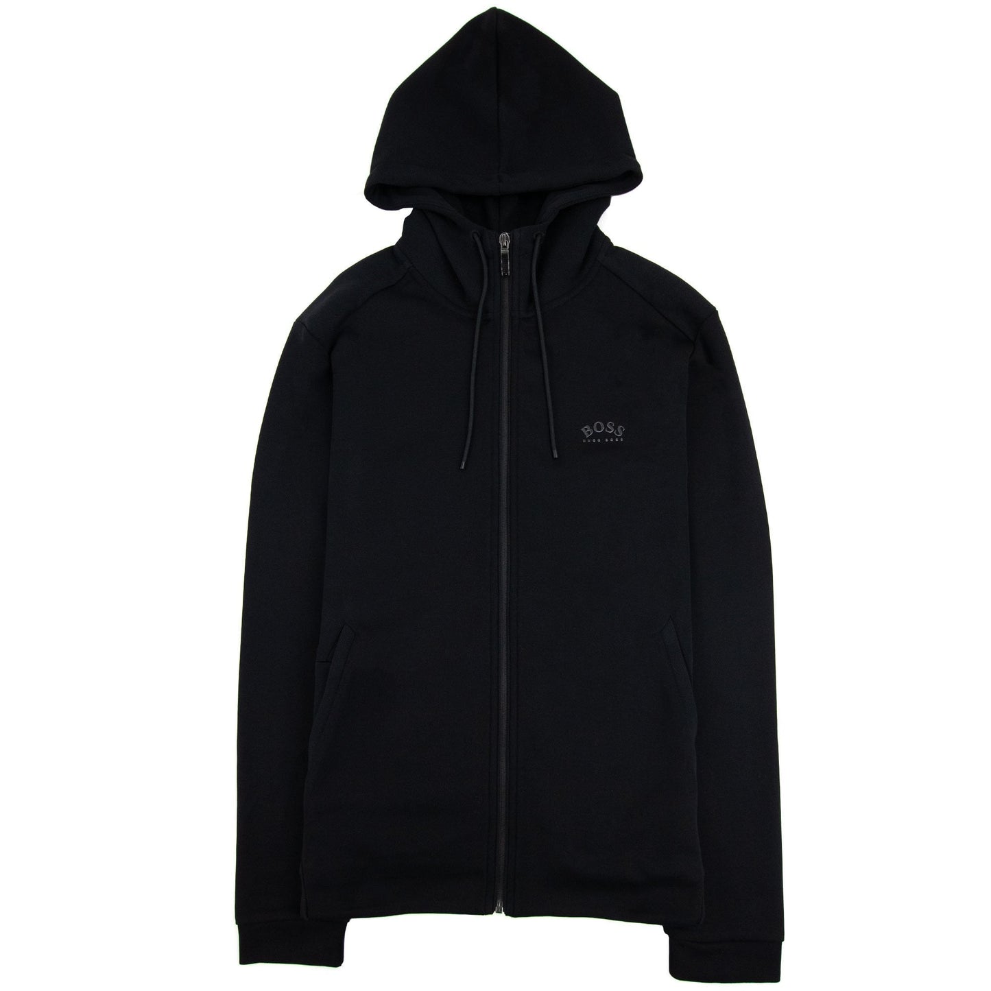 Hugo Boss Saggy Curved Logo Zip Up Sweatshirt Black 001