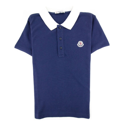 Moncler Junior Logo Maglia S/s Polo Navy