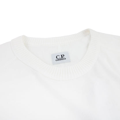 CP Company Sea Island Medium Lens Sweater White 103