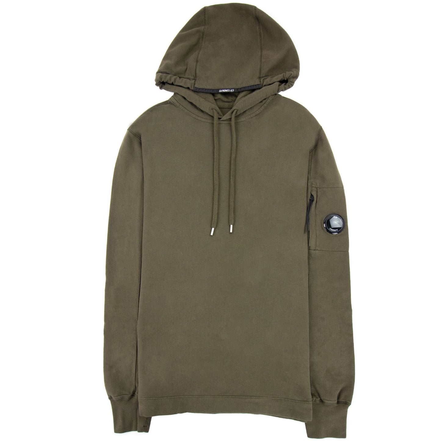 CP Company Diagonal Raised Fleece Garment Dyed Lens Hoodie Khaki 683