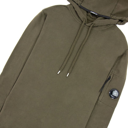 CP Company Diagonal Raised Fleece Garment Dyed Lens Hoodie Khaki 683