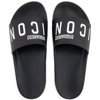Dsquared2 Be Icon Rubber Sliders Black