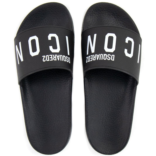 Dsquared2 Be Icon Rubber Sliders Black