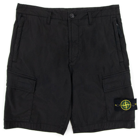 Stone Island Stretch Cotton Tela Cargo Shorts Black V0029