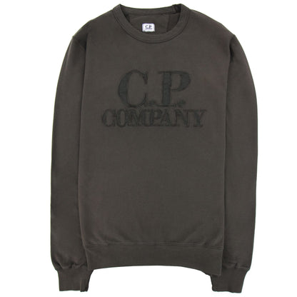 CP Company Light Fleece Mixed Garment Dyed Logo Sweatshirt Khaki 683