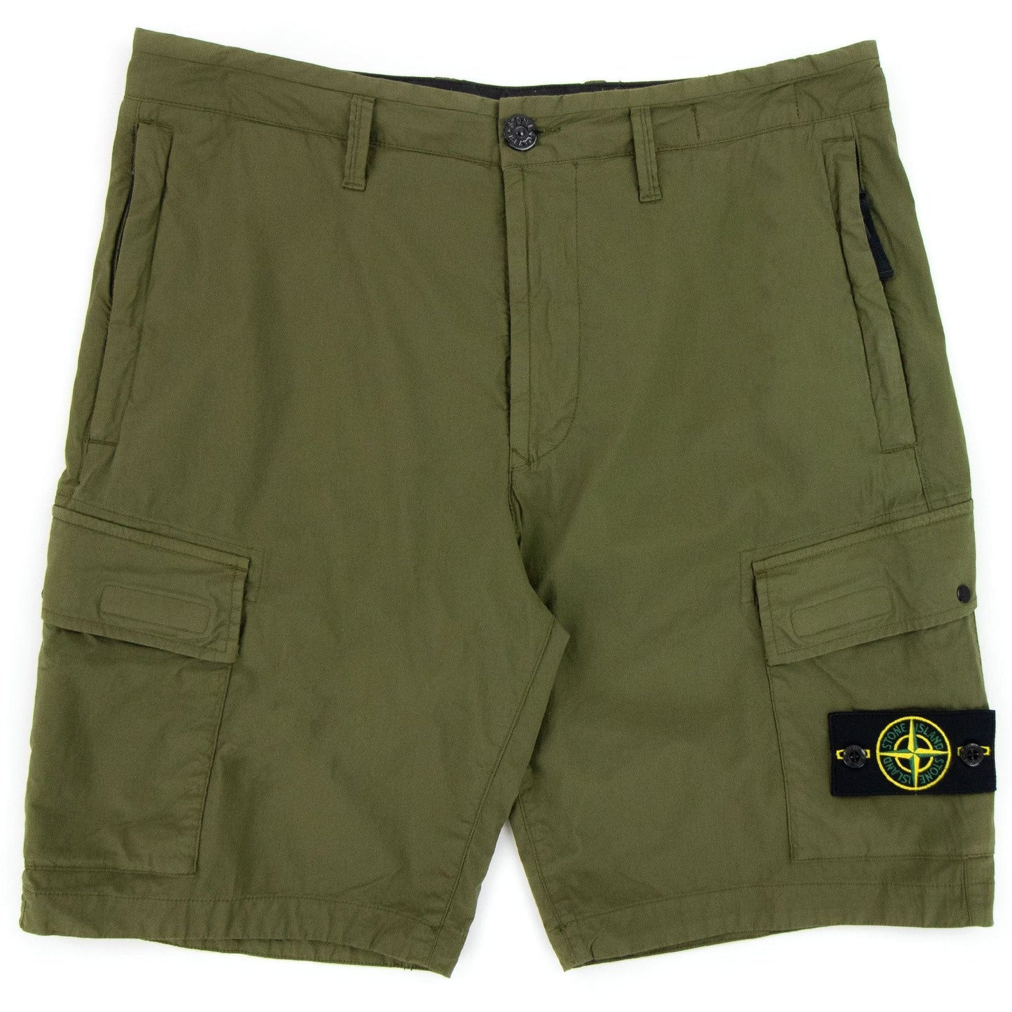 Stone Island Stretch Cotton Tela Cargo Shorts Khaki V0058