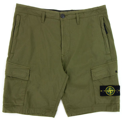 Stone Island Stretch Cotton Tela Cargo Shorts Khaki V0058