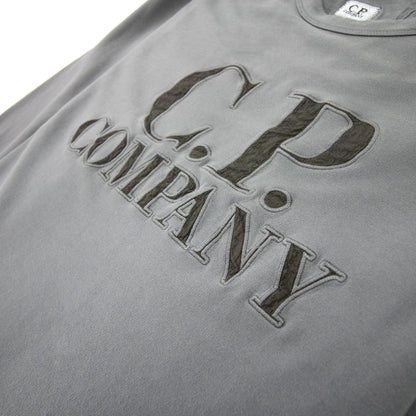 Cp Company Light Fleece Mixed Garment Dyed Logo Sweatshirt Grey 938