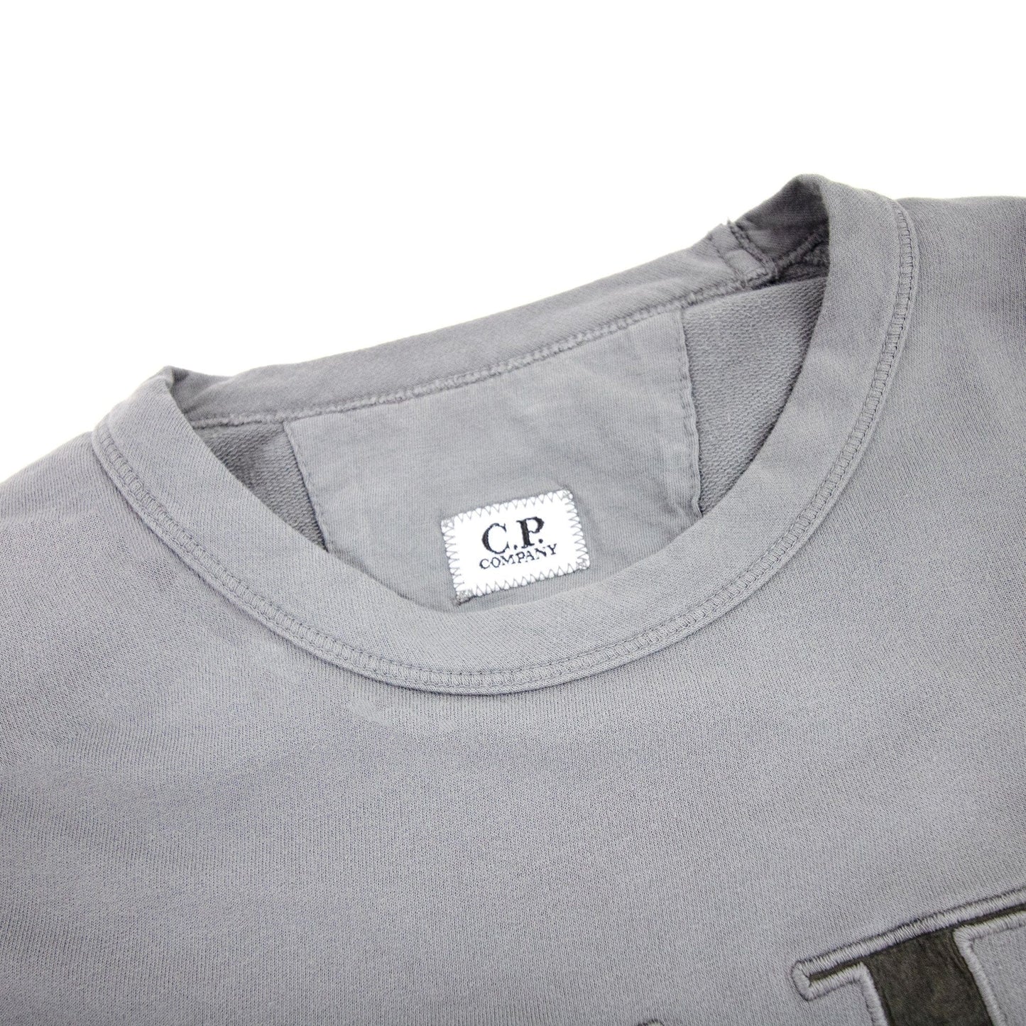 Cp Company Light Fleece Mixed Garment Dyed Logo Sweatshirt Grey 938
