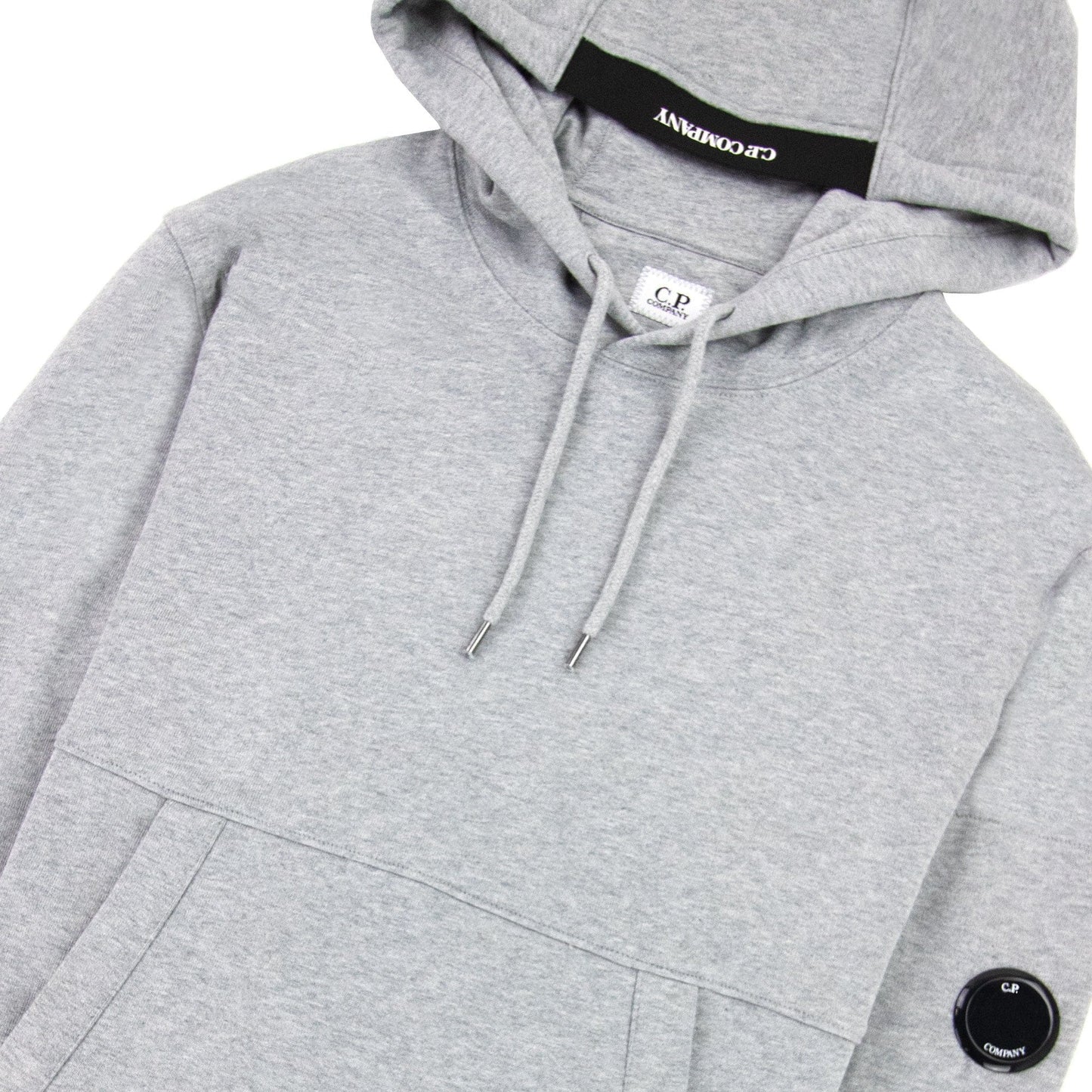 CP Company Diagonal Raised Fleece Garment Dyed Lens Hoodie Grey M93