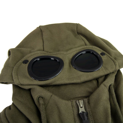 CP Company Diagonal Raised Fleece Full Zip Goggle Hoody Khaki 683
