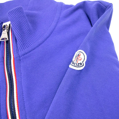 Moncler Junior Funnel Neck Zip Up Sweatshirt Blue
