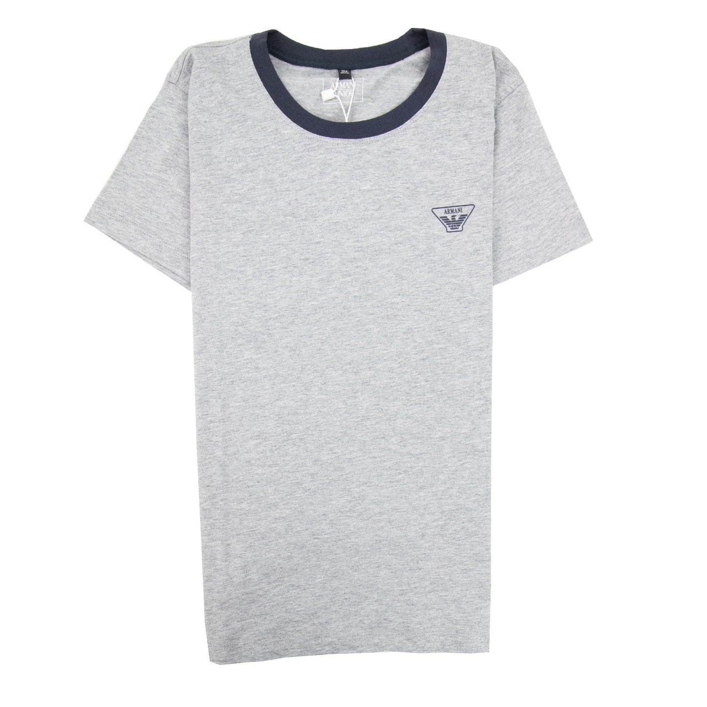 Armani Junior Rubber Logo S/s Crew T Shirt Melange Grigio