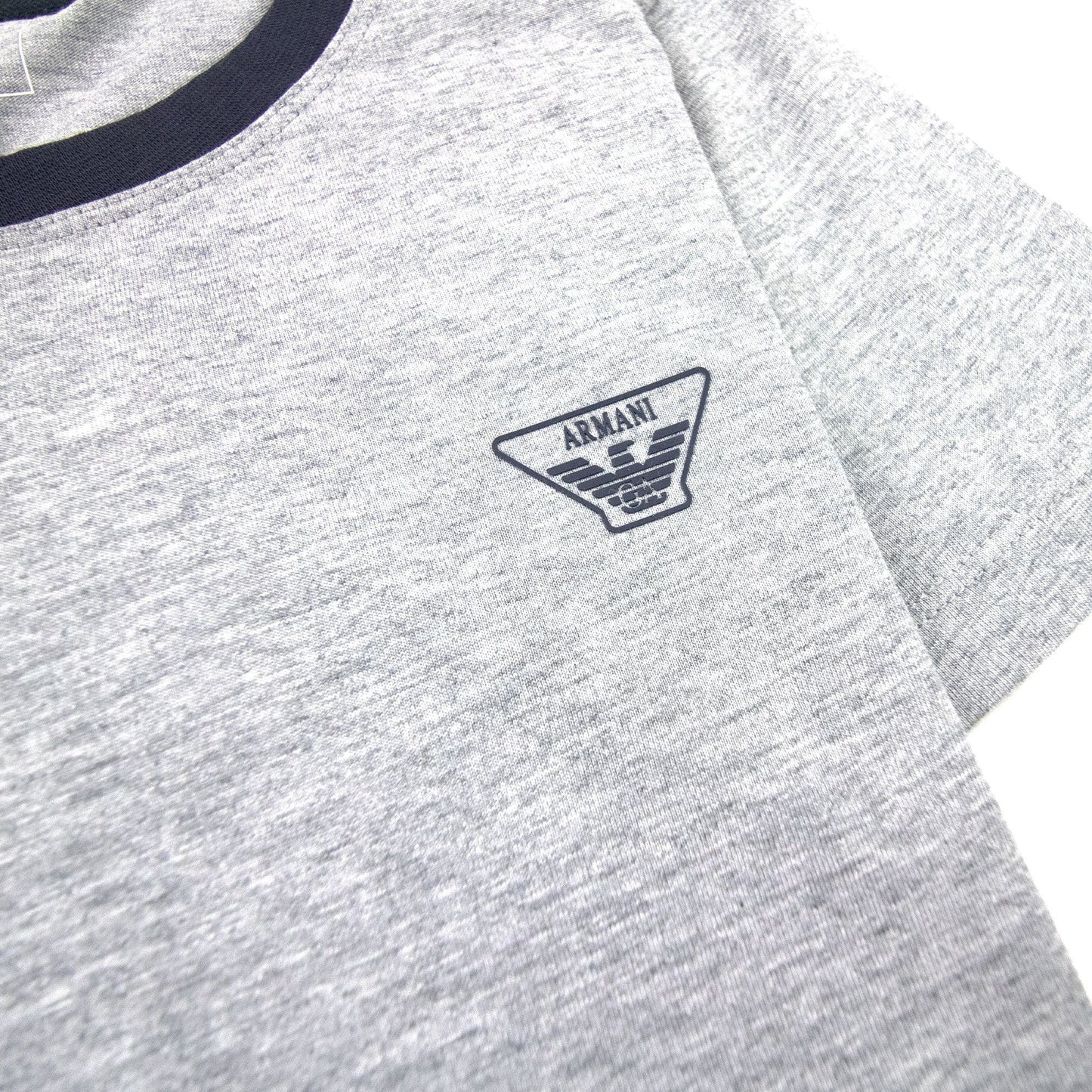 Armani Junior Rubber Logo S/s Crew T Shirt Melange Grigio