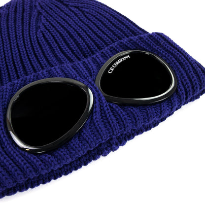 CP Company Extra Fine Merino Wool Goggle Beanie Blue 878