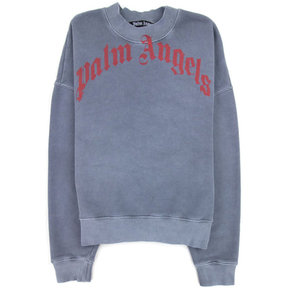 Palm Angels Wash Curved Logo Sweat Blue