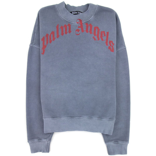 Palm Angels Wash Curved Logo Sweat Blue