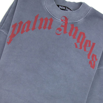Palm Angels Wash Curved Logo Sweat Blue