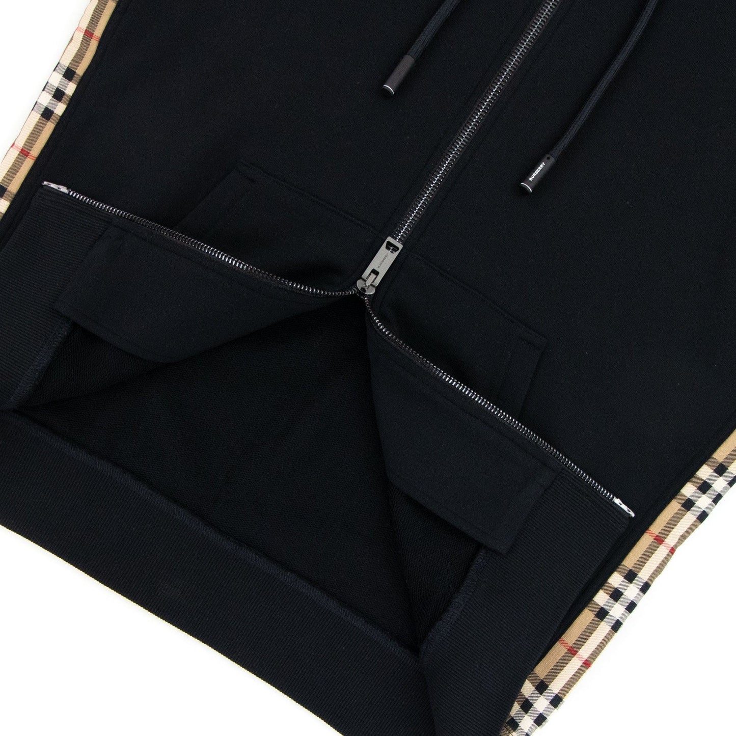 Burberry Vintage Check Panel Cotton Hooded Top Black