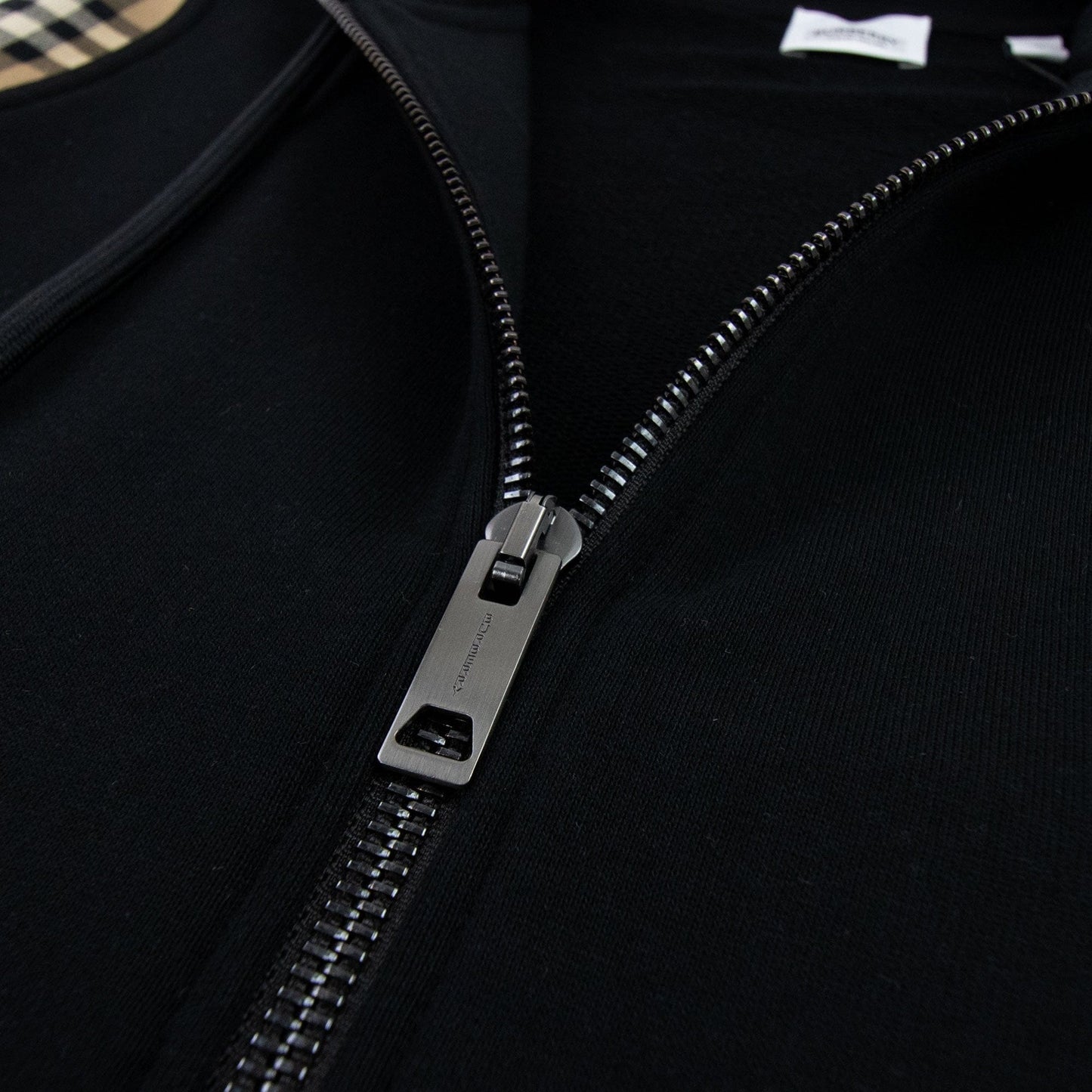 Burberry Vintage Check Panel Cotton Hooded Top Black