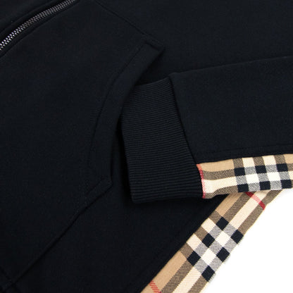 Burberry Vintage Check Panel Cotton Hooded Top Black