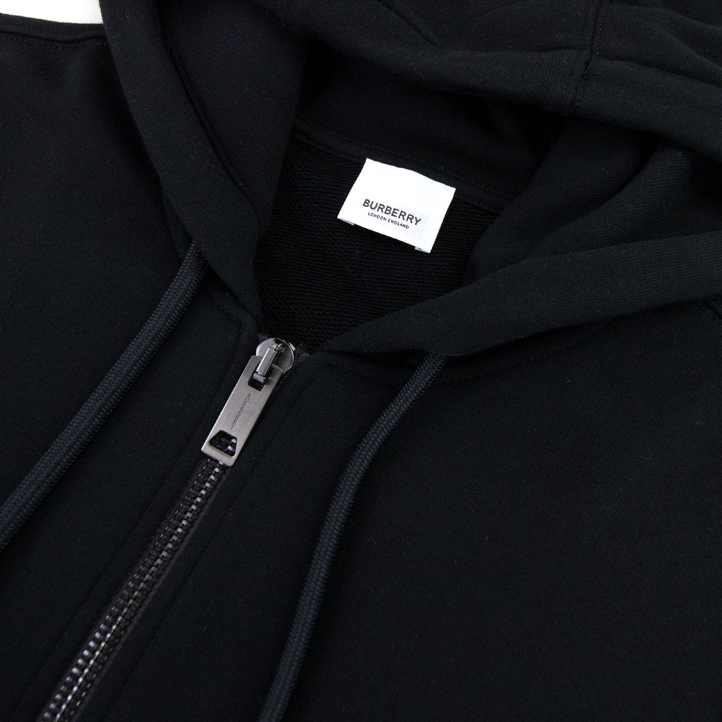 Burberry Vintage Check Panel Cotton Hooded Top Black