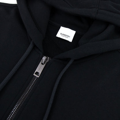 Burberry Vintage Check Panel Cotton Hooded Top Black