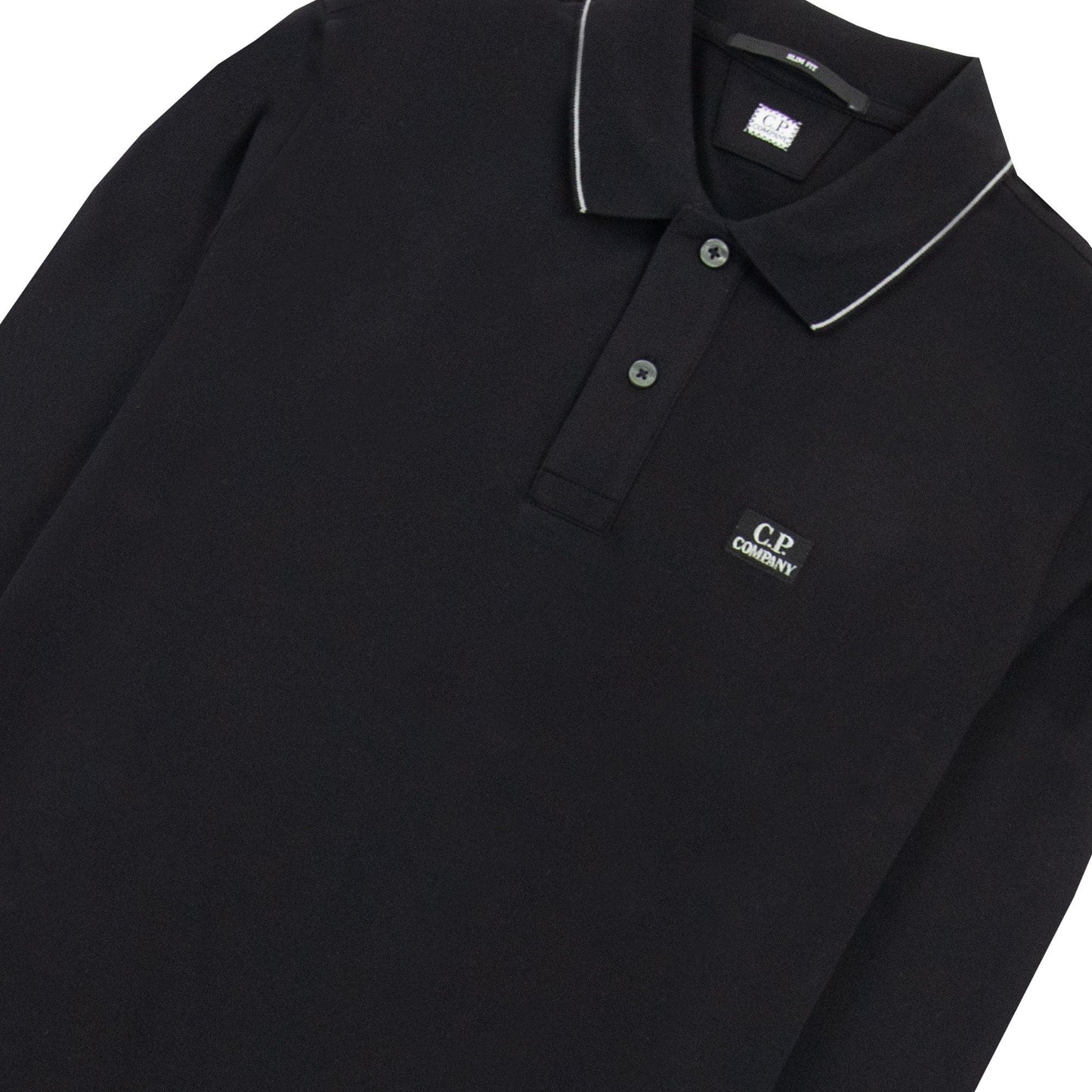 Cp Company Polo Long Sleeve Stretch Piquet Black 999