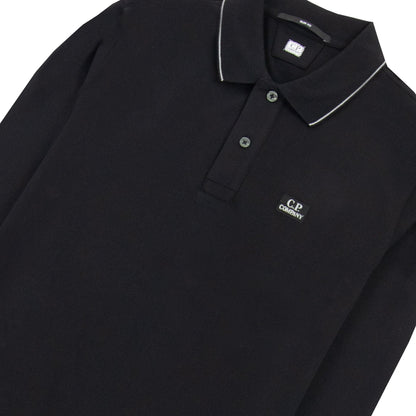 Cp Company Polo Long Sleeve Stretch Piquet Black 999