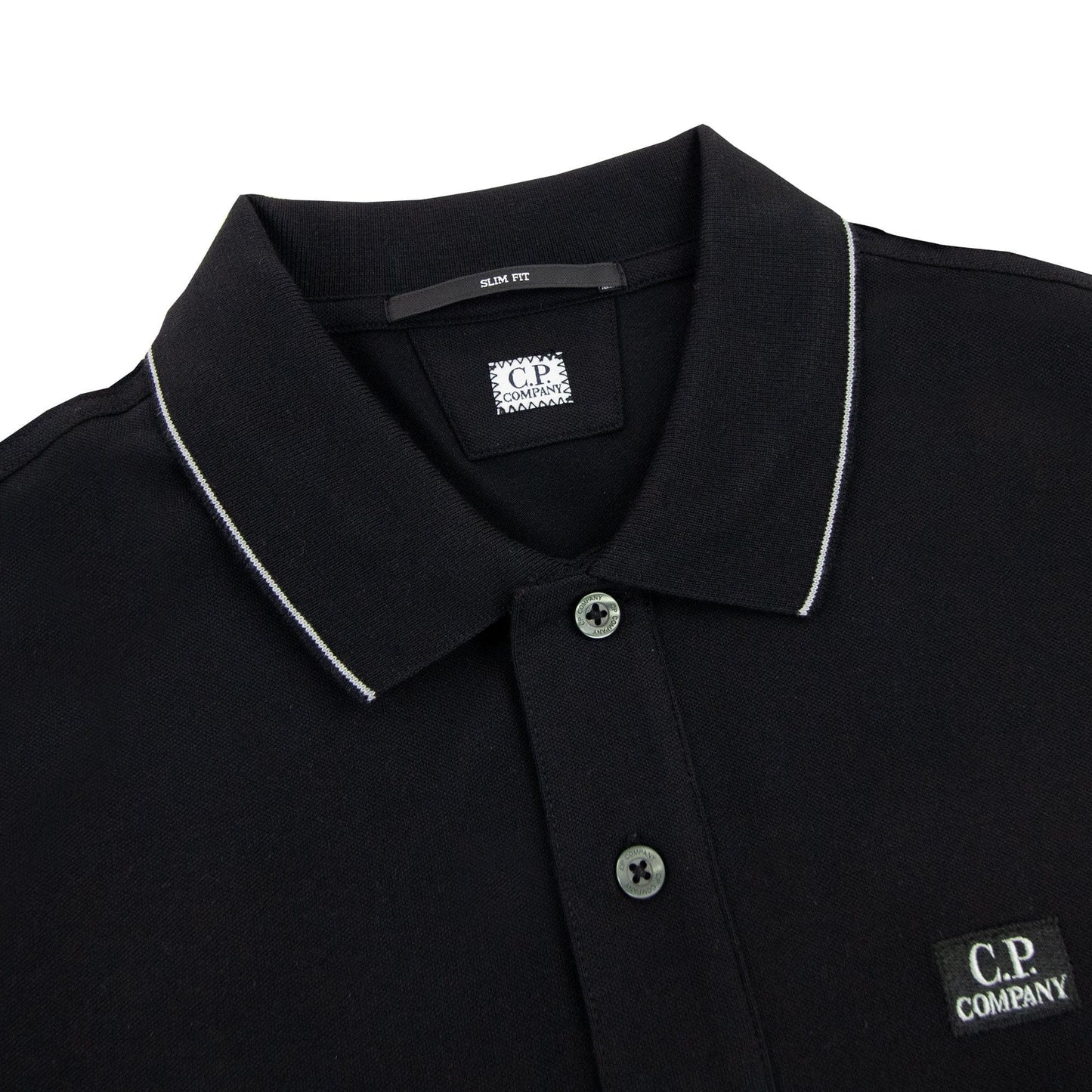 Cp Company Polo Long Sleeve Stretch Piquet Black 999