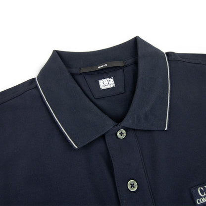 Cp Company Polo Long Sleeve Stretch Piquet Navy 888