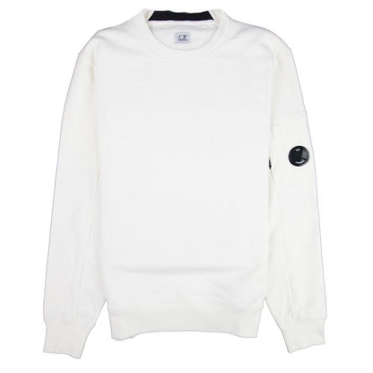 Cp Company Diagonal Raised Fleece Lens Crew Sweatshirt White 103