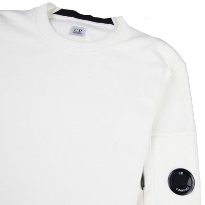 Cp Company Diagonal Raised Fleece Lens Crew Sweatshirt White 103